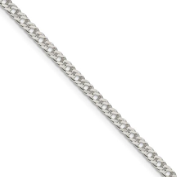 3.3mm Sterling Silver Solid Rambo Curb Chain Necklace 18 Inch